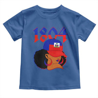 Haiti 1804 Curly Afro Queen Hoop Earrings Style Graphic Toddler T Shirt Haitian Heritage Pride