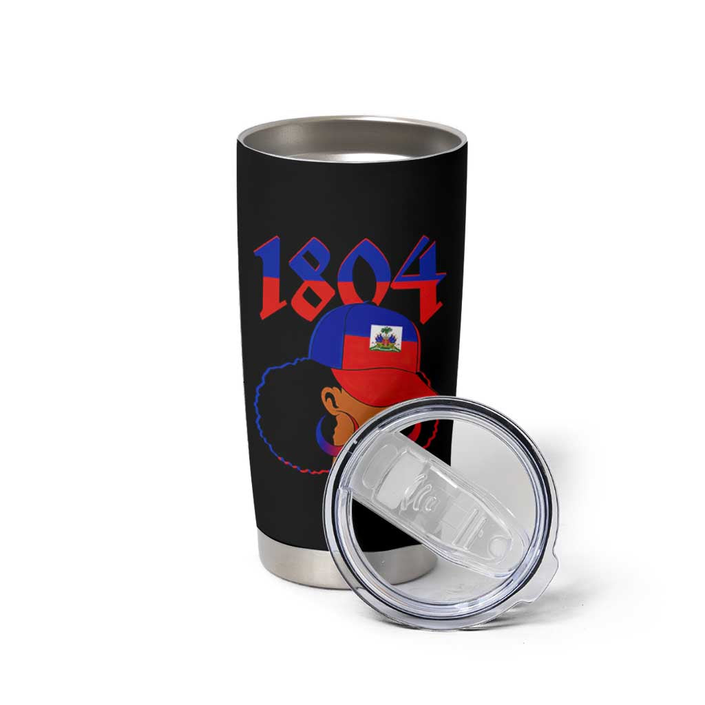 Haiti 1804 Curly Afro Queen Hoop Earrings Style Graphic Tumbler Cup Haitian Heritage Pride