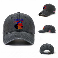 Haiti 1804 Curly Afro Queen Hoop Earrings Style Graphic Washed Cotton Baseball Cap Haitian Heritage Pride