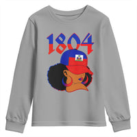 Haiti 1804 Curly Afro Queen Hoop Earrings Style Graphic Youth Sweatshirt Haitian Heritage Pride