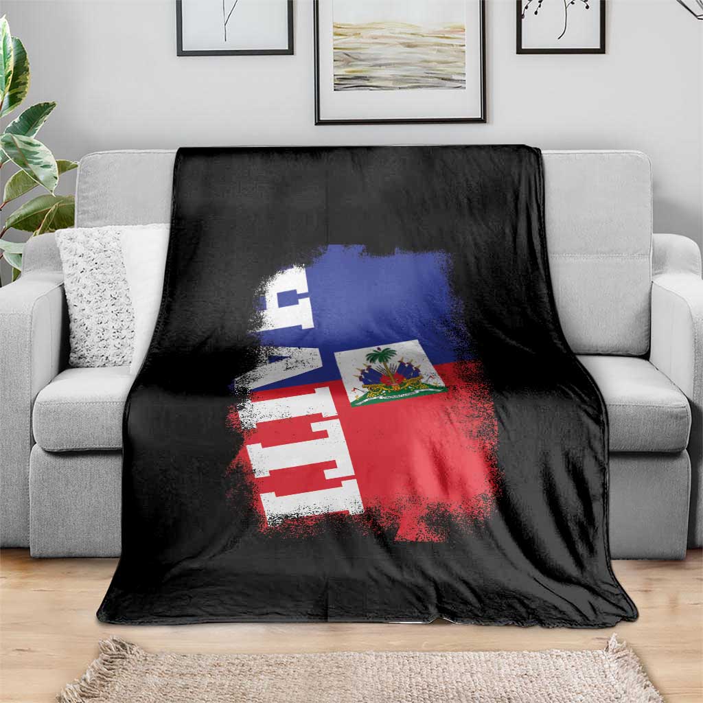 Haiti Flag Distressed Flag Graphic Throw Blanket Haitian Heritage Pride