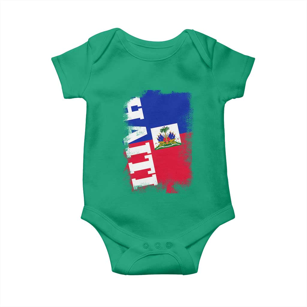 Haiti Flag Distressed Flag Graphic Baby Onesie Haitian Heritage Pride