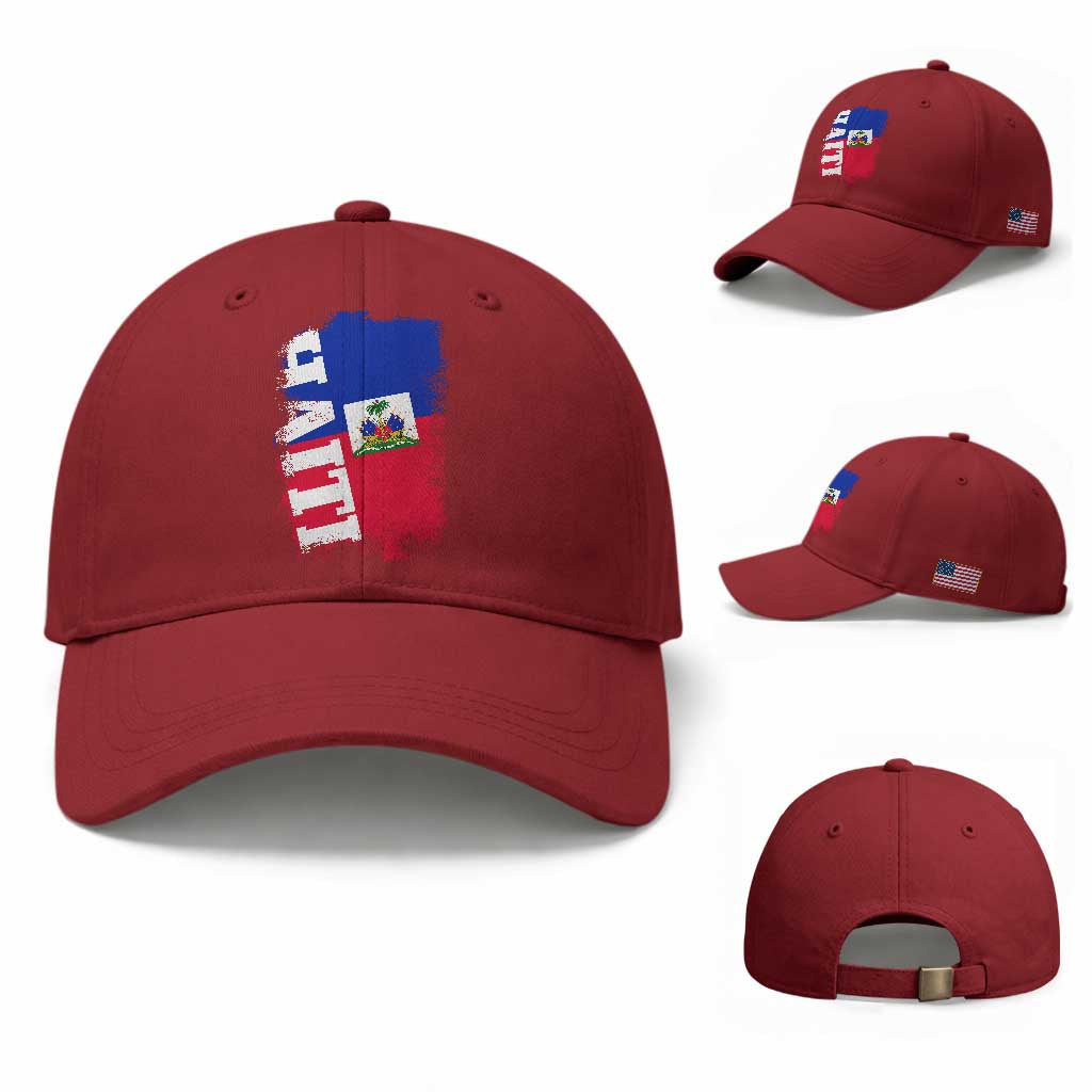 Haiti Flag Distressed Flag Graphic Baseball Cap Haitian Heritage Pride