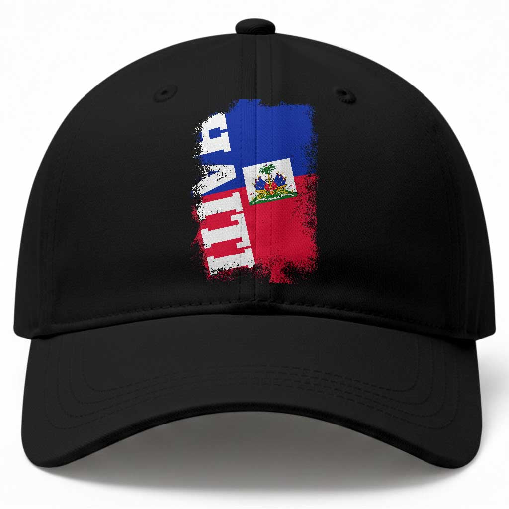 Haiti Flag Distressed Flag Graphic Baseball Cap Haitian Heritage Pride