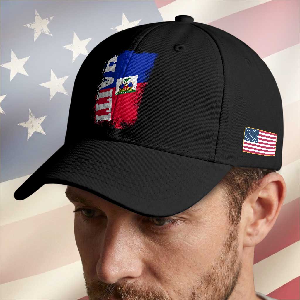 Haiti Flag Distressed Flag Graphic Baseball Cap Haitian Heritage Pride