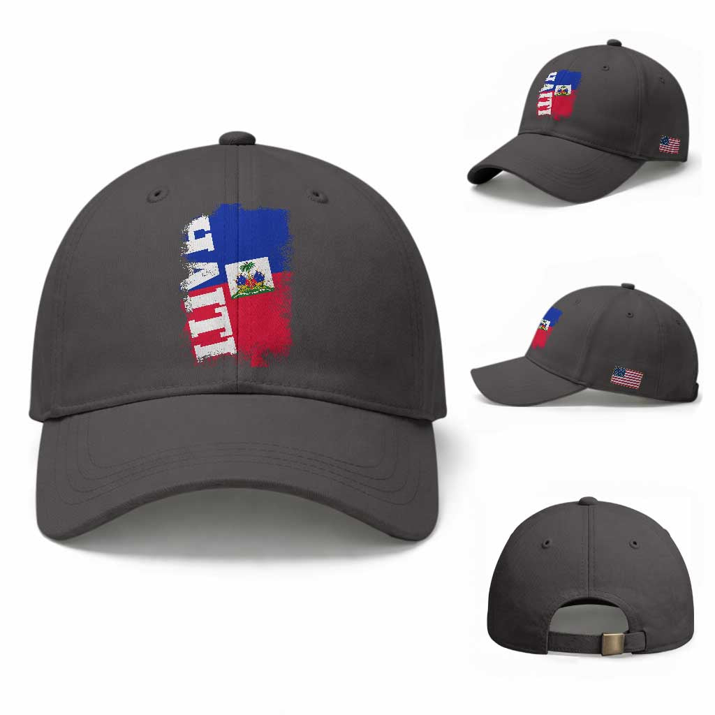 Haiti Flag Distressed Flag Graphic Baseball Cap Haitian Heritage Pride