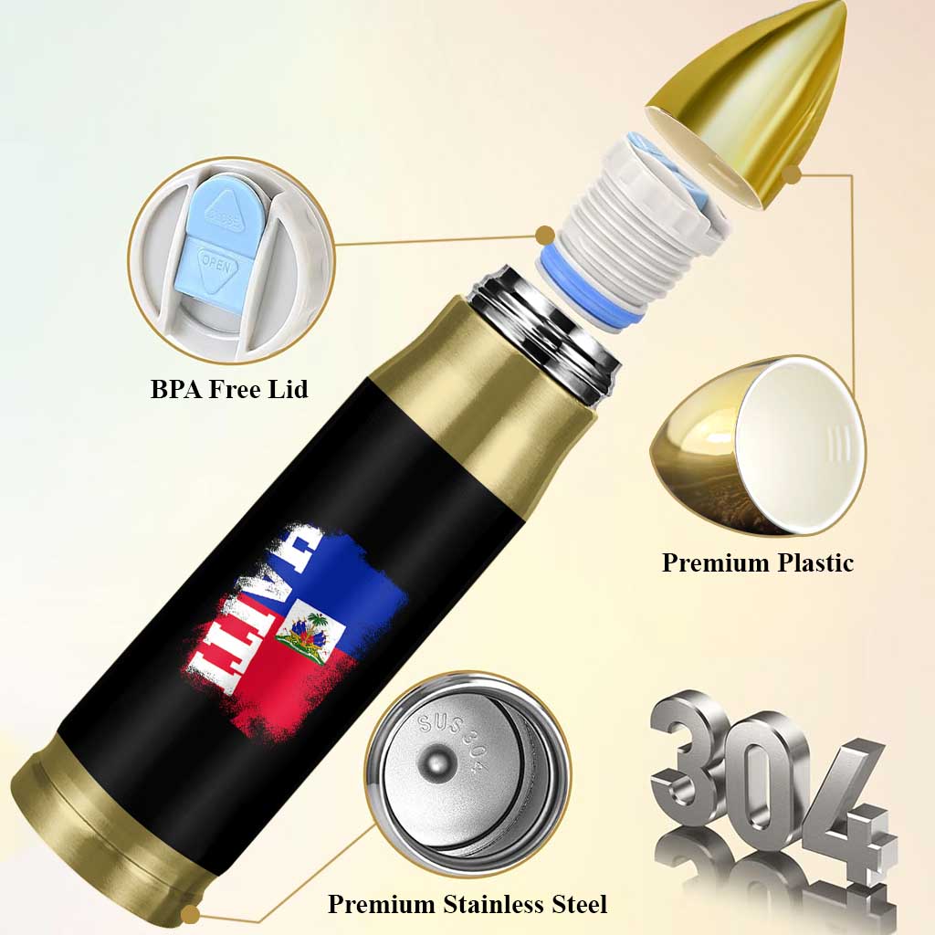 Haiti Flag Distressed Flag Graphic Bullet Tumbler Haitian Heritage Pride