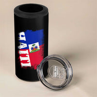 Haiti Flag Distressed Flag Graphic 4 in 1 Can Cooler Tumbler Haitian Heritage Pride