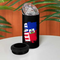 Haiti Flag Distressed Flag Graphic 4 in 1 Can Cooler Tumbler Haitian Heritage Pride