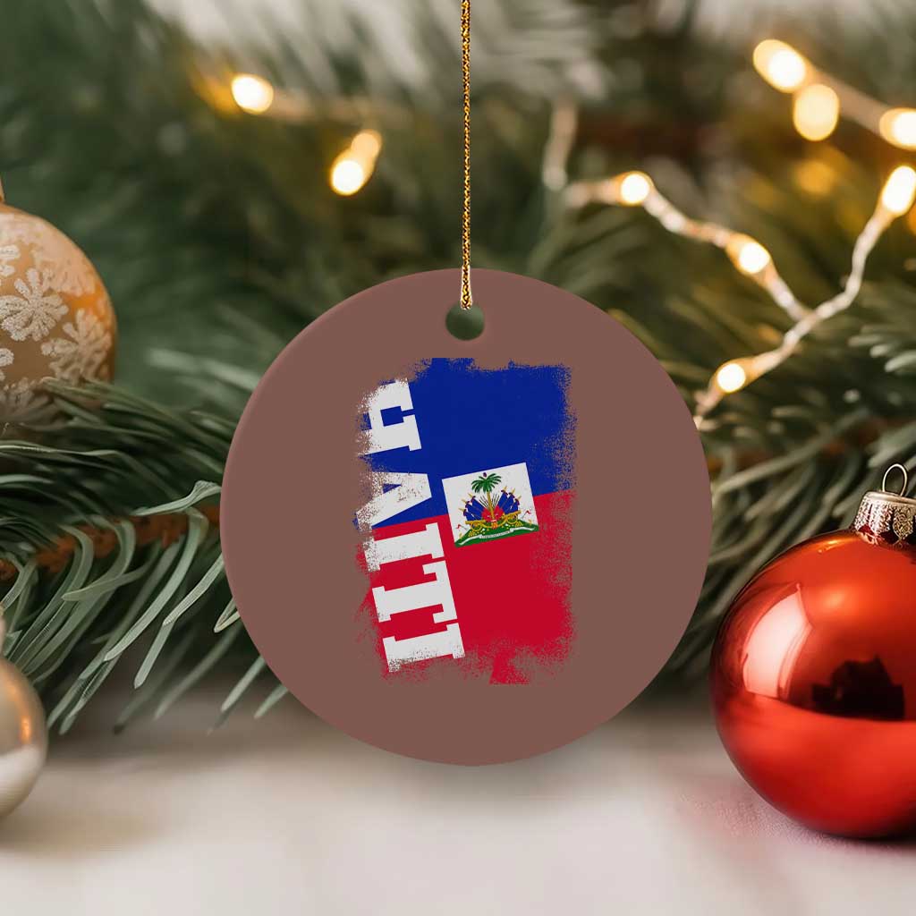 Haiti Flag Distressed Flag Graphic Ceramic Ornament Haitian Heritage Pride