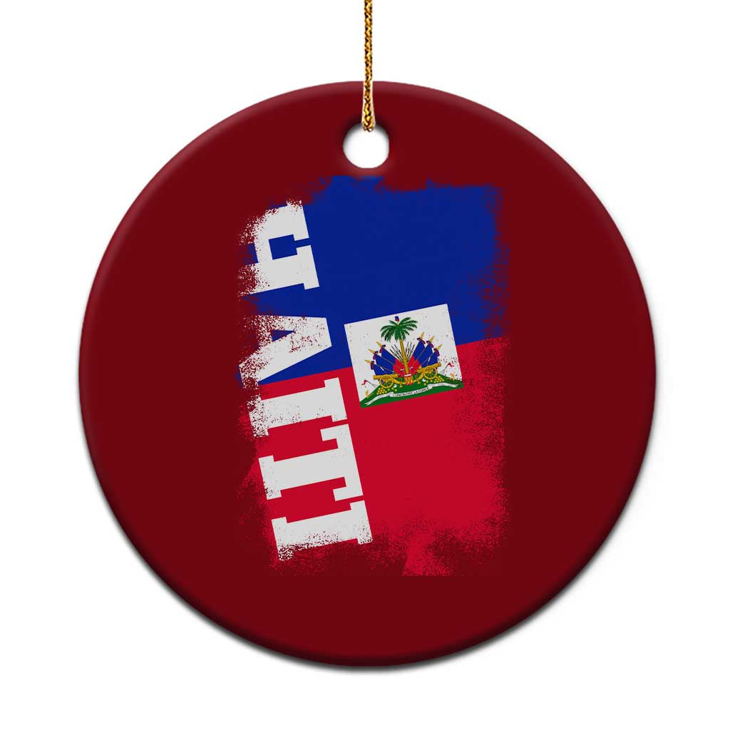 Haiti Flag Distressed Flag Graphic Ceramic Ornament Haitian Heritage Pride