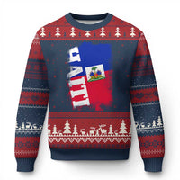 Haiti Flag Distressed Flag Graphic Ugly Christmas Sweater Haitian Heritage Pride