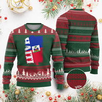 Haiti Flag Distressed Flag Graphic Ugly Christmas Sweater Haitian Heritage Pride