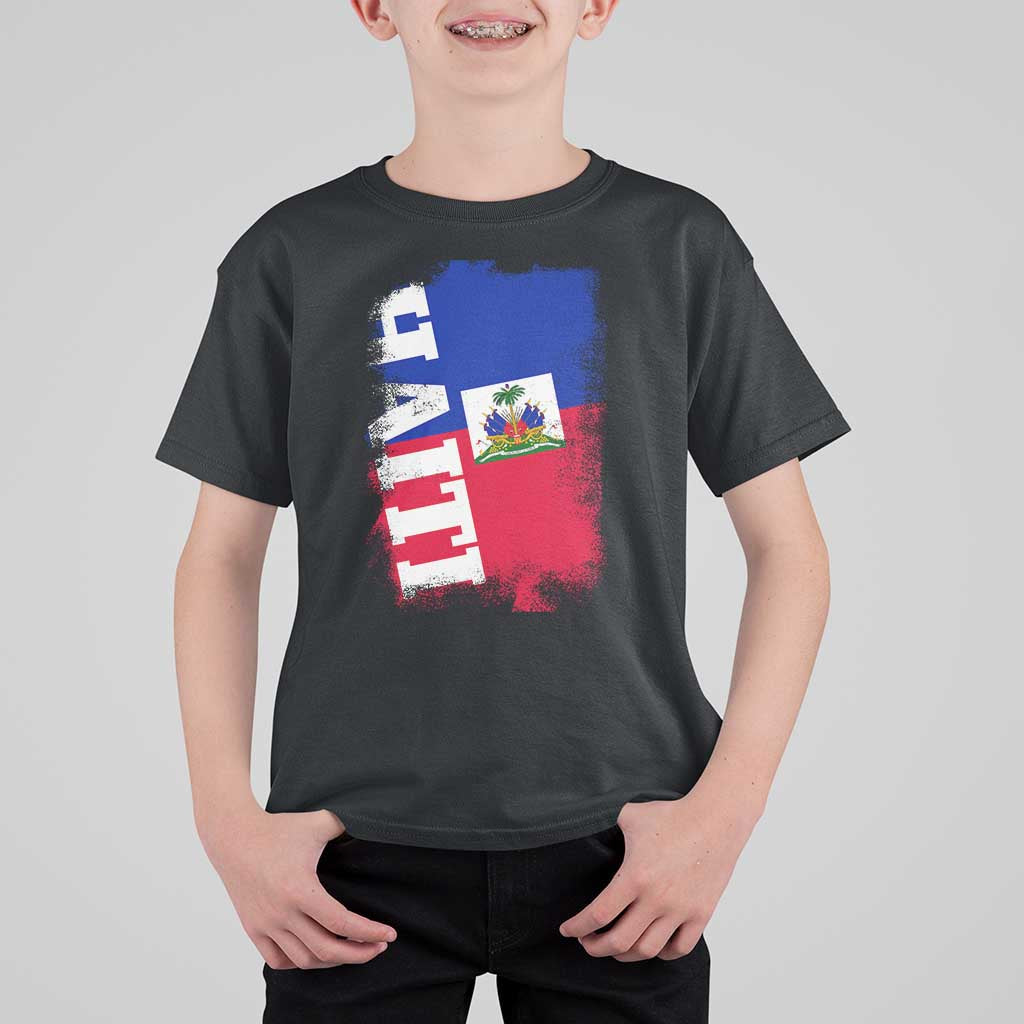 Haiti Flag Distressed Flag Graphic T Shirt For Kid Haitian Heritage Pride