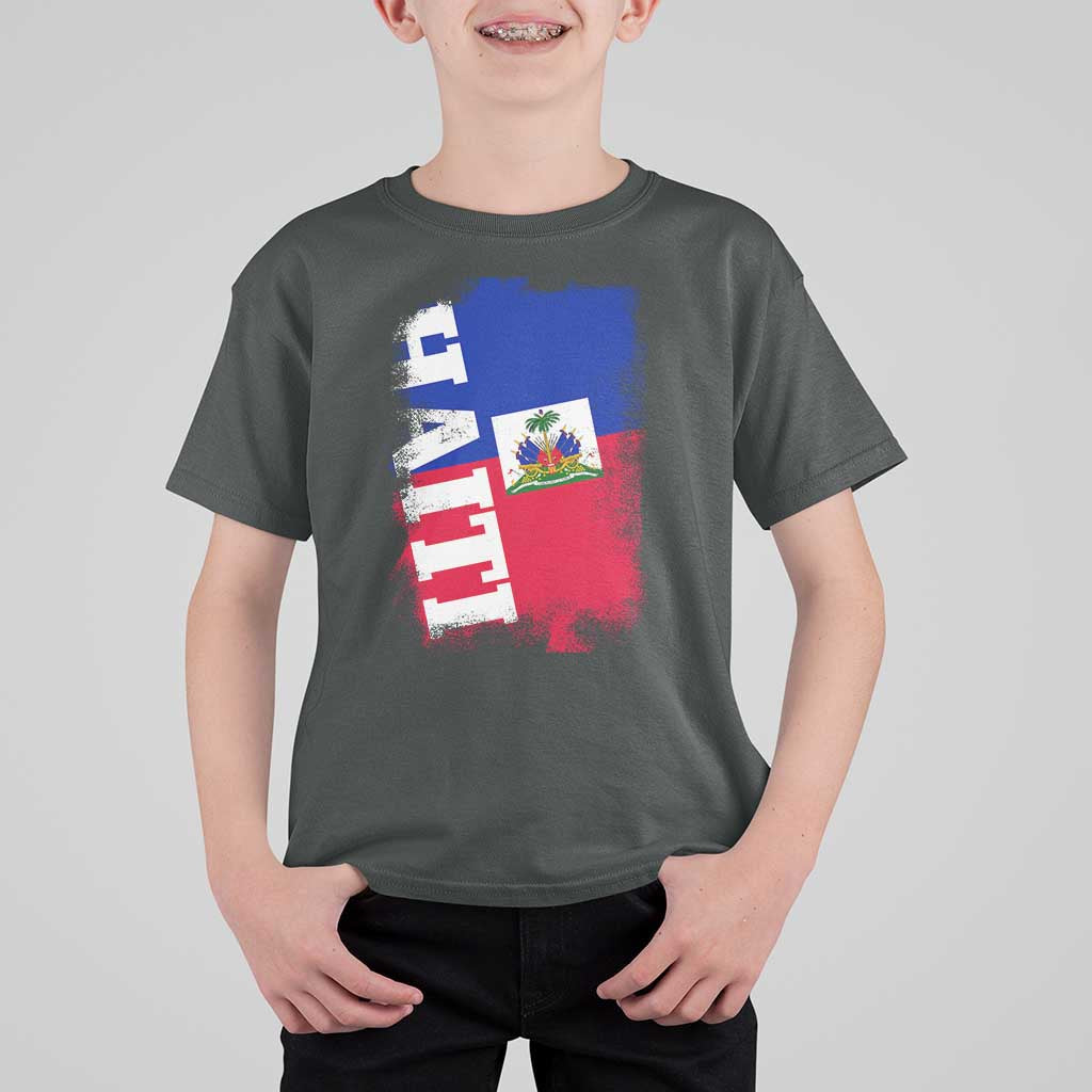 Haiti Flag Distressed Flag Graphic T Shirt For Kid Haitian Heritage Pride