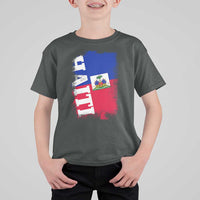 Haiti Flag Distressed Flag Graphic T Shirt For Kid Haitian Heritage Pride