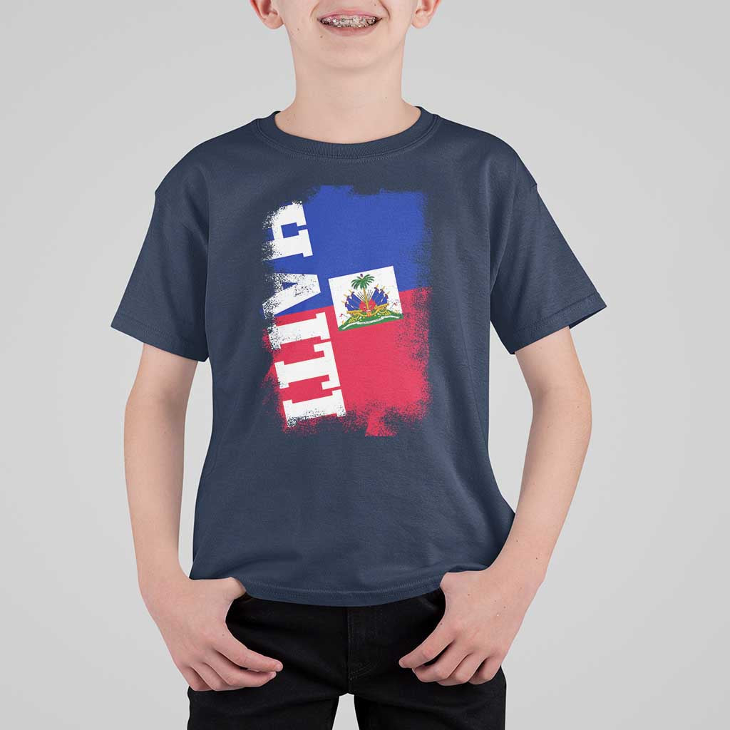 Haiti Flag Distressed Flag Graphic T Shirt For Kid Haitian Heritage Pride