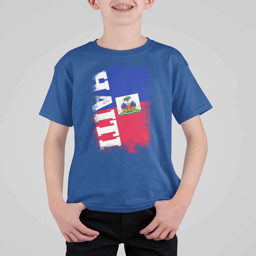 Haiti Flag Distressed Flag Graphic T Shirt For Kid Haitian Heritage Pride