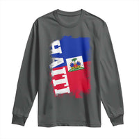 Haiti Flag Distressed Flag Graphic Long Sleeve Shirt Haitian Heritage Pride