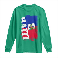 Haiti Flag Distressed Flag Graphic Long Sleeve Shirt Haitian Heritage Pride