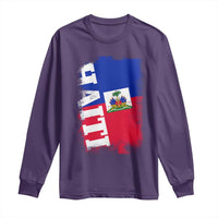 Haiti Flag Distressed Flag Graphic Long Sleeve Shirt Haitian Heritage Pride