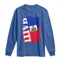 Haiti Flag Distressed Flag Graphic Long Sleeve Shirt Haitian Heritage Pride