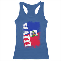 Haiti Flag Distressed Flag Graphic Racerback Tank Top Haitian Heritage Pride