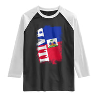 Haiti Flag Distressed Flag Graphic Raglan Shirt Haitian Heritage Pride
