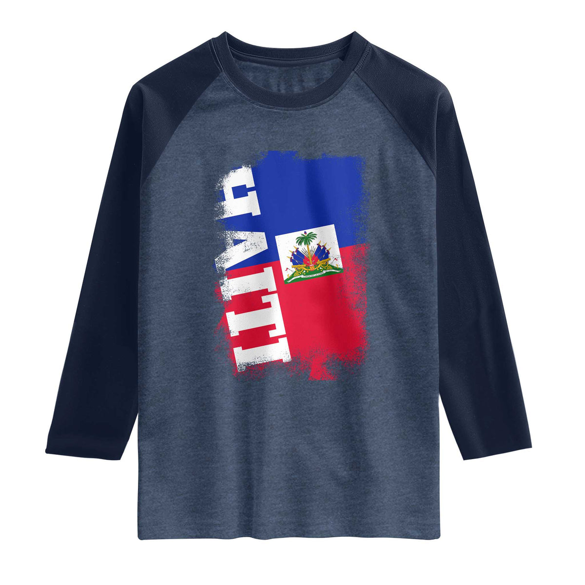 Haiti Flag Distressed Flag Graphic Raglan Shirt Haitian Heritage Pride