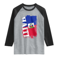 Haiti Flag Distressed Flag Graphic Raglan Shirt Haitian Heritage Pride