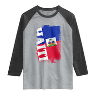 Haiti Flag Distressed Flag Graphic Raglan Shirt Haitian Heritage Pride