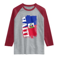 Haiti Flag Distressed Flag Graphic Raglan Shirt Haitian Heritage Pride