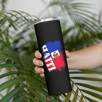 Haiti Flag Distressed Flag Graphic Skinny Tumbler Haitian Heritage Pride