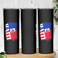 Haiti Flag Distressed Flag Graphic Skinny Tumbler Haitian Heritage Pride