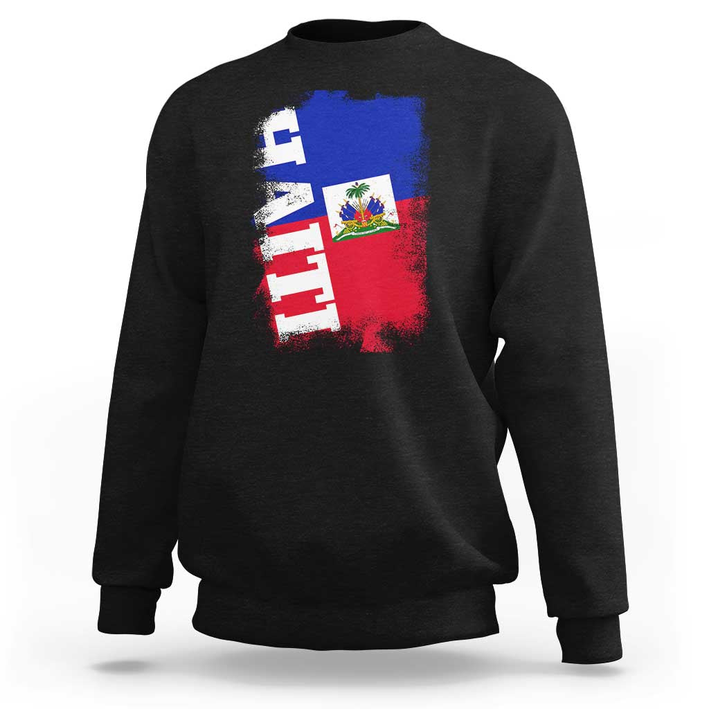Haiti Flag Distressed Flag Graphic Sweatshirt Haitian Heritage Pride