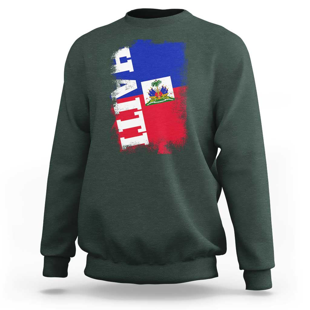 Haiti Flag Distressed Flag Graphic Sweatshirt Haitian Heritage Pride