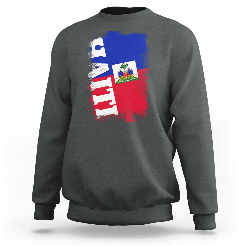 Haiti Flag Distressed Flag Graphic Sweatshirt Haitian Heritage Pride