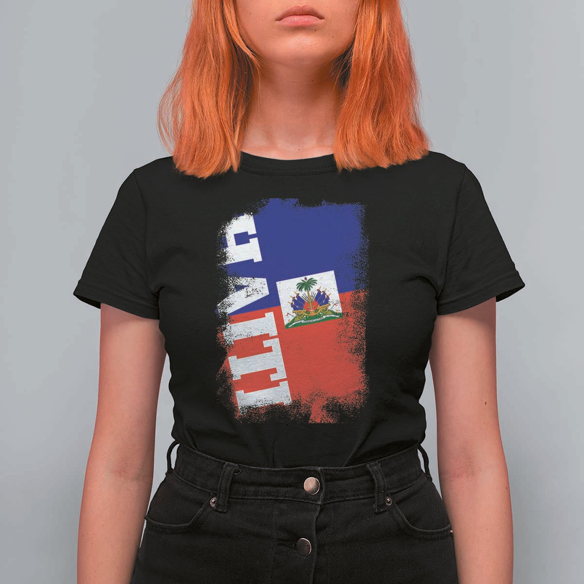 Haiti Flag Distressed Flag Graphic T Shirt For Women Haitian Heritage Pride