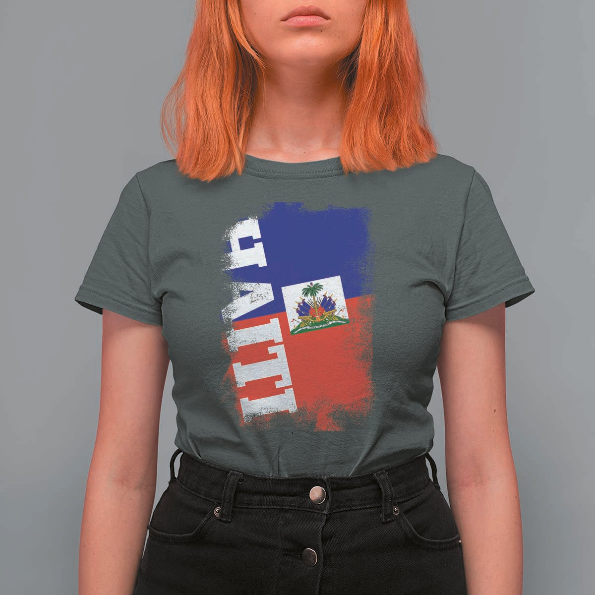 Haiti Flag Distressed Flag Graphic T Shirt For Women Haitian Heritage Pride