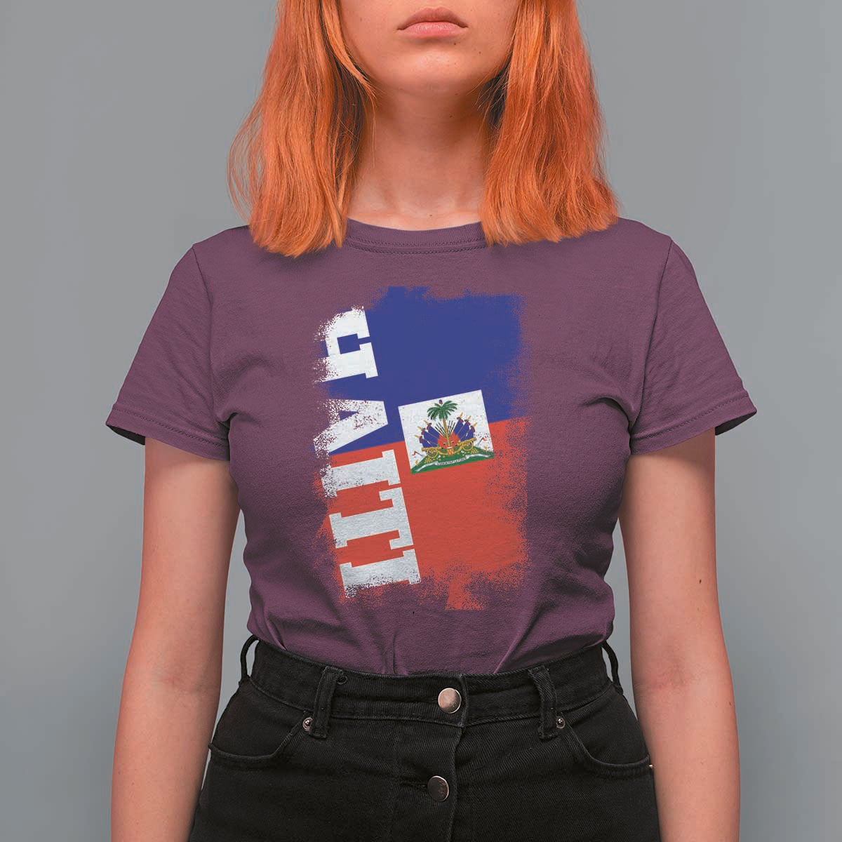 Haiti Flag Distressed Flag Graphic T Shirt For Women Haitian Heritage Pride