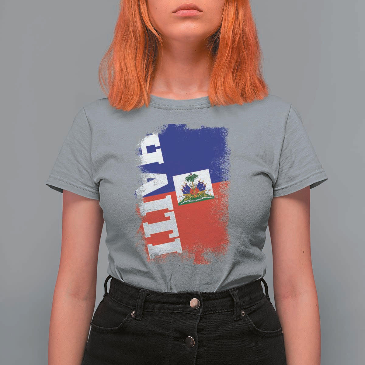Haiti Flag Distressed Flag Graphic T Shirt For Women Haitian Heritage Pride