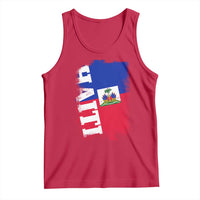 Haiti Flag Distressed Flag Graphic Tank Top Haitian Heritage Pride