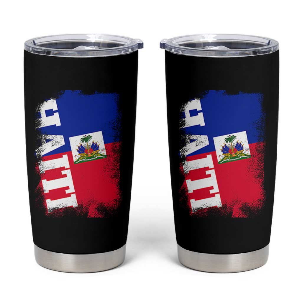 Haiti Flag Distressed Flag Graphic Tumbler Cup Haitian Heritage Pride