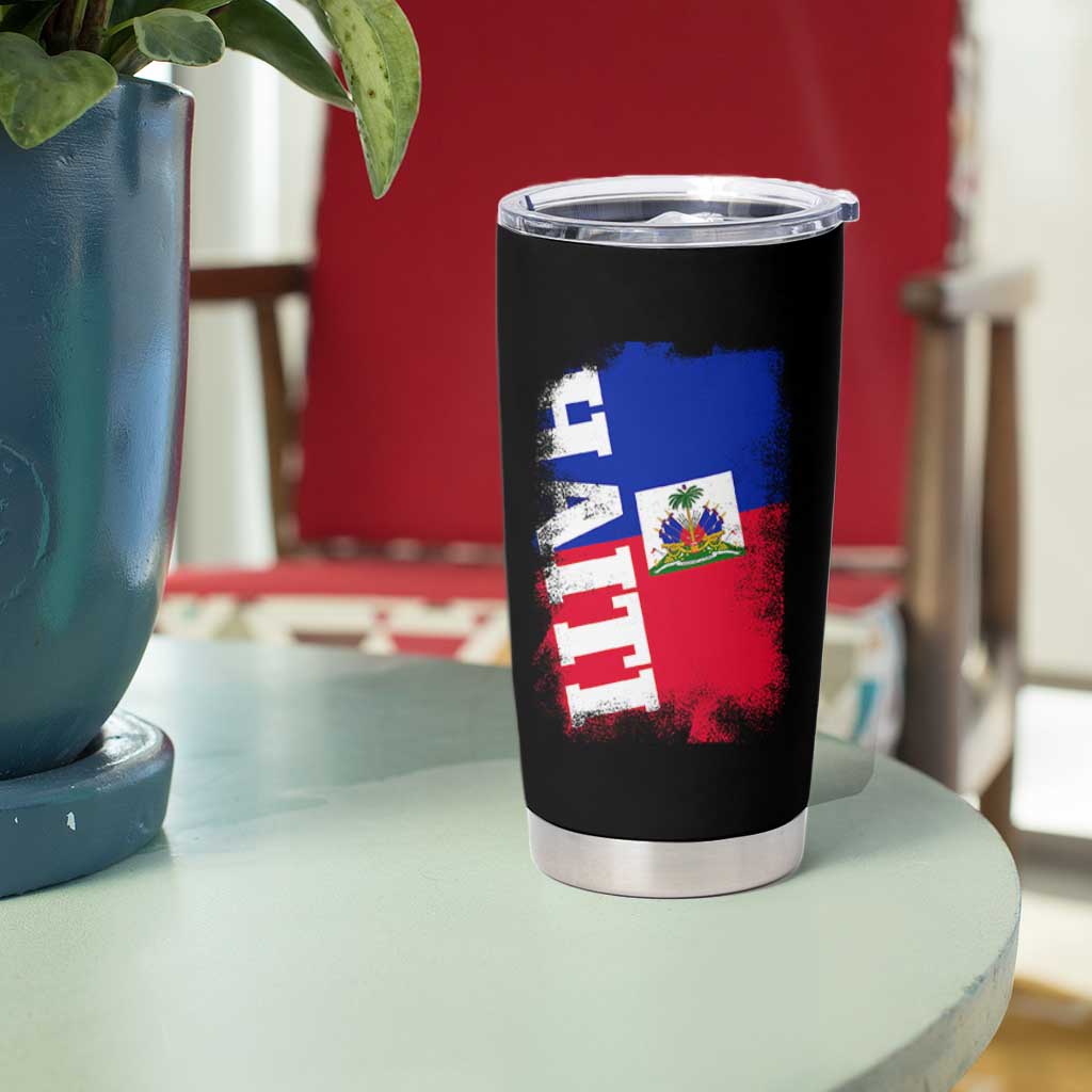 Haiti Flag Distressed Flag Graphic Tumbler Cup Haitian Heritage Pride