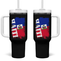 Haiti Flag Distressed Flag Graphic Tumbler With Handle Haitian Heritage Pride