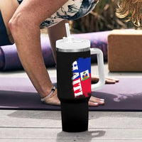 Haiti Flag Distressed Flag Graphic Tumbler With Handle Haitian Heritage Pride