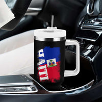 Haiti Flag Distressed Flag Graphic Tumbler With Handle Haitian Heritage Pride