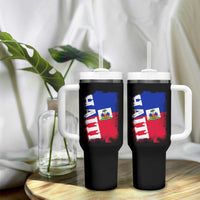 Haiti Flag Distressed Flag Graphic Tumbler With Handle Haitian Heritage Pride