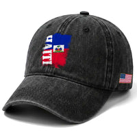 Haiti Flag Distressed Flag Graphic Washed Cotton Baseball Cap Haitian Heritage Pride