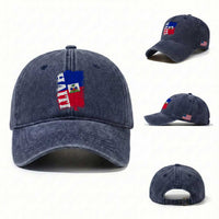 Haiti Flag Distressed Flag Graphic Washed Cotton Baseball Cap Haitian Heritage Pride